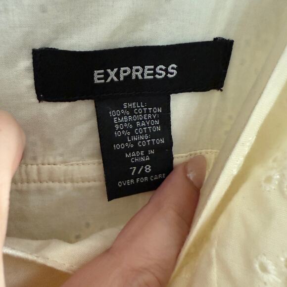 Y2K Vintage EXPRESS | Creamy White Cotton Eyelet Sundress Midi Dress | Size 7/8 - Picture 4 of 5